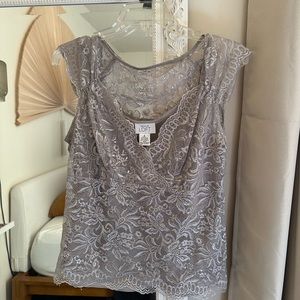 Ann Taylor Loft Silver Lace Top